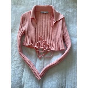 Zara long sleeve crop top wrapped sweater